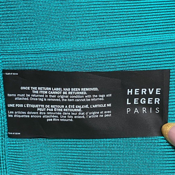 Herve Leger Teal turquoise bandage bodycon sleeveless a-line fit & flare dress - Picture 7 of 10